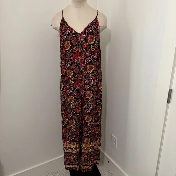 Anthropologie Kachel 12 Floral Jumpsuit ~ Wide Crop Leg Boho Festival Y2K - Picture 2 of 10